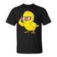 Diseño De Pollito Con Gafas De Sol Pollo Pollo Diversión Broma Camiseta unisex