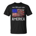 Distressed Make God Great Again American Flag Christian T-Shirt