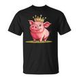 Divertido Cerdo Con Corona Para Los Amantes Del Reino Y Los Cerditos Camiseta unisex