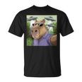 Divertido Gráfico Capybara Selfie Con Ovnis Raro Camiseta unisex