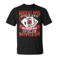 Double Head Grandpa Normal Grandpa Playing Bingo T-Shirt