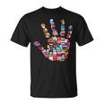 Flaggen Der Welt Handprint Travel Anti Racism T-Shirt