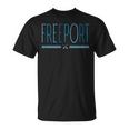 Freeport Long Island NY Oars Blue Lettering T-Shirt