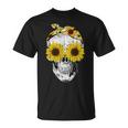 Skull Sunflower Skeleton Bandana Sunflower Skull T-Shirt