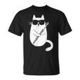 Gato Gracioso Con Gafas De Sol De Músico Flauta Travesera Camiseta unisex