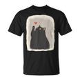 Japanese Anime Cute Cat Heart Kawaii Black Cat Heart Girls T-Shirt