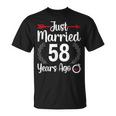 Just Married 58 Years Ago Husband Wife 58Th Anniversary T-Shirt