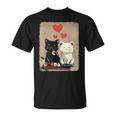 Kawaii Cat Couple Valentines Day Anime Cat Couple Heart Cat T-Shirt
