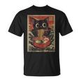 Kawaii Cat Graphic Cat Eating Ramen Japanese Anime T-Shirt