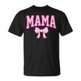 Mama Coquette Bow Groovy Pink Floral Mother's Day Mom Life T-Shirt