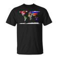 Mapa Del Mundo Y Banderas De Los Países Del Mundo Camiseta unisex