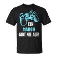 A Marco Gibt Never Up Personalised Gamer T-Shirt