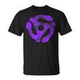 Music Turntable Record Dj Purple 45 Rpm Adapter Camiseta unisex