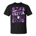 Olivia First Name I Love Olivia Girl Groovy 80'S Vintage T-Shirt