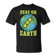 Peas On Earth Pun Peace World Globe Earth Day T-Shirt