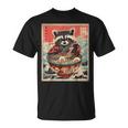 Raccoon Eating Ramen Japanese Noodles Racoon Anime T-Shirt