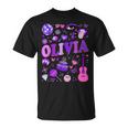 Retro Girl Olivia First Name Personalized Groovy 80'S T-Shirt
