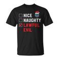 Santa's Lawful Evil List D20 Tabletop Christmas T-Shirt