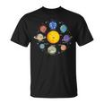 Sistema Solar Planetas Galaxia Niños Niñas Espacio Cuello Camiseta unisex
