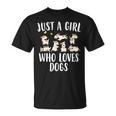 Solo Una Chica Que Ama A Los Perros Con Divertidos Perros Lindos Camiseta unisex