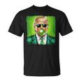 Trump Blowing Bubble Gum St Patrick's Day Green Sunglasses T-Shirt