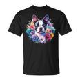 Watercolor Floral Boston Terrier Mama Dog Lover Mother's Day T-Shirt