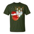 Bowling Christmas Bowling Santa Hat Christmas Lights T-Shirt