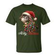 Donkey Merry Christmas Lights Santa Hat Xmas Snow T-Shirt