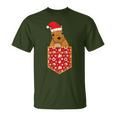 Merry Christmas Forest Animal Chest Pocket Squirrel T-Shirt