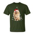 Pomeranian Christmas Tree Santa Hat Lights Jumper T-Shirt