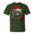 Raccoon With Christmas Hat Christmas T-Shirt