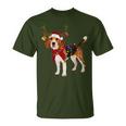 Santa Claus Beagle Reindeer Light Christmas T-Shirt