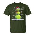 Tennis Snowman Tennis Player Santa Hat Christmas T-Shirt