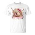 Apparently I Have An Attitude Sarcasm Fluffy Highland Cow T-Shirt