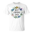 Best Mamaw Ever Butterfly Floral Personalized Name T-Shirt