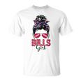 Bills Girl Messy Bun Fan Team T-Shirt