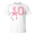 Birthday Girl Pink Coquette Bow 10 Year Old Aesthetic Girly T-Shirt