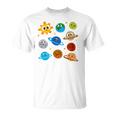 Divertido Pijama Del Sistema Solar De Astronauta Del Mundo Manga Larga Camiseta unisex