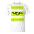 With Firefighter Costume Carnival Profession Red T-Shirt