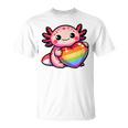 Gay Pride Axolotl Heart Rainbow Flag LGBT Women Girls Kids T-Shirt