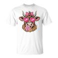 Highland Cow Valentine's Day Heart Coquette Bow Girl Women T-Shirt