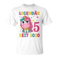 Kinder 5 Geburtstag Einhorn Mädchen 5 Jahre Alt Geburtstag T-Shirt