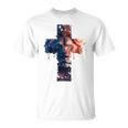 Lion Of Judah Cross Jesus Christ Christian Faith Graphic Blue T-Shirt