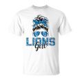 Lions Girl Messy Bun Sports Fan Team T-Shirt