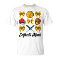 Retro Cute Softball Mimi Bow Softball Mom Women T-Shirt