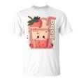 Strawberry Boba Anime Bubble Tea Neko Girls Kawaii Teen T-Shirt