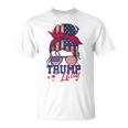 Trump Lady Inauguration Day 2025 Messy Bun American Flag T-Shirt