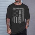 Awesome Like My Three Daughters Fathers Day Us American Flag T-Shirt Gifts for Him