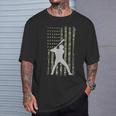Baseball Player American Flag Baseball Usa T-Shirt Gifts for Him