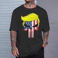 Camisa Trump Hair Skull Para El 4 De Julio Regalo Con La Bandera Estadounidense De Trump Camiseta unisex Regalos para él